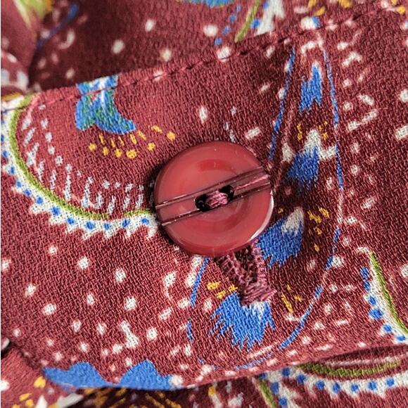 Vintage 70s Paisley High Bow Neck Sheer Long Sleeve Button Up Blouse size large - Picture 8 of 9